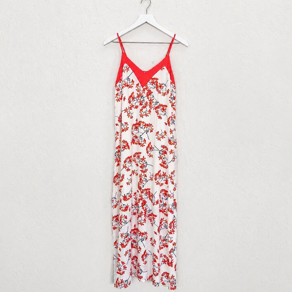 Collective Concepts White and Coral Floral Maxi Dress Small